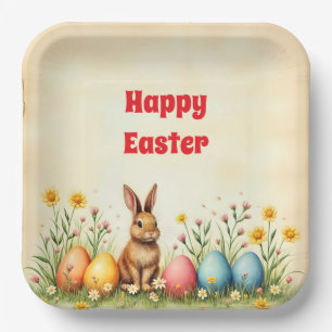 Little Rabbit And Easter Eggs Popular Collection Paper Plate