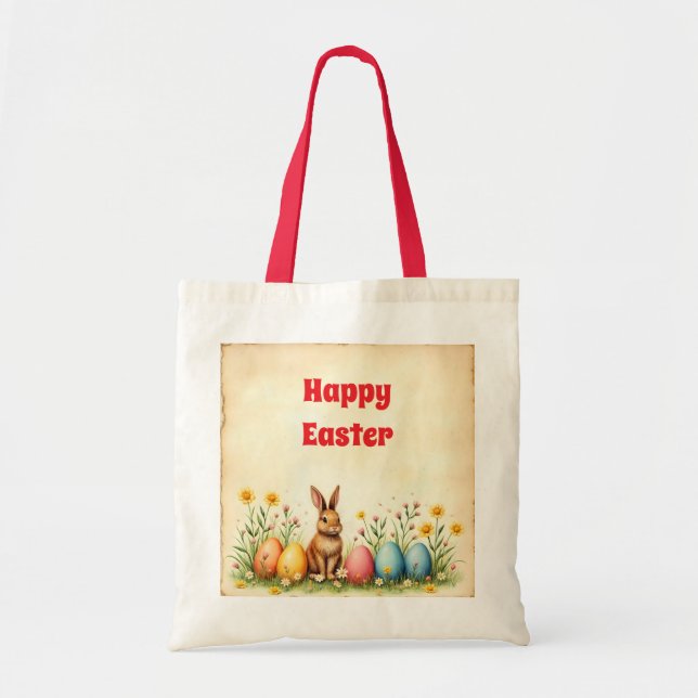 Little Rabbit And Easter Eggs Popular Collection Tote Bag (Front)
