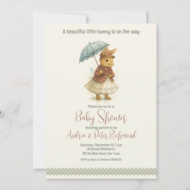 Little Rabbit Baby Shower for Girl Invitation (Front)