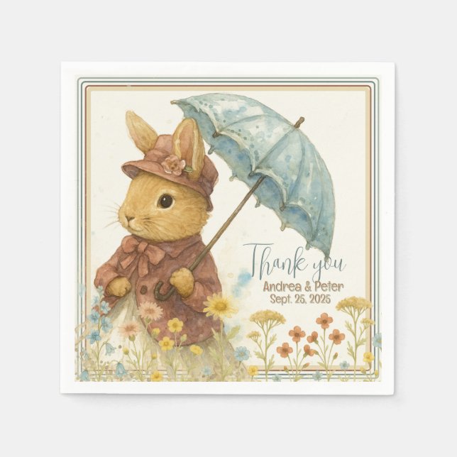 Little Rabbit Baby Shower for Girl  Napkin (Front)