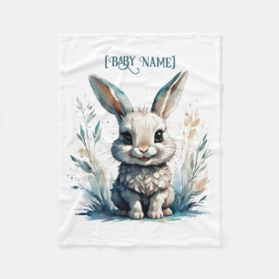Little Rabbit Blue Personalised Fleece Blanket