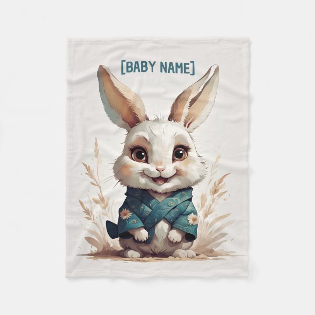Little Rabbit Personalised Fleece Blanket (Front)