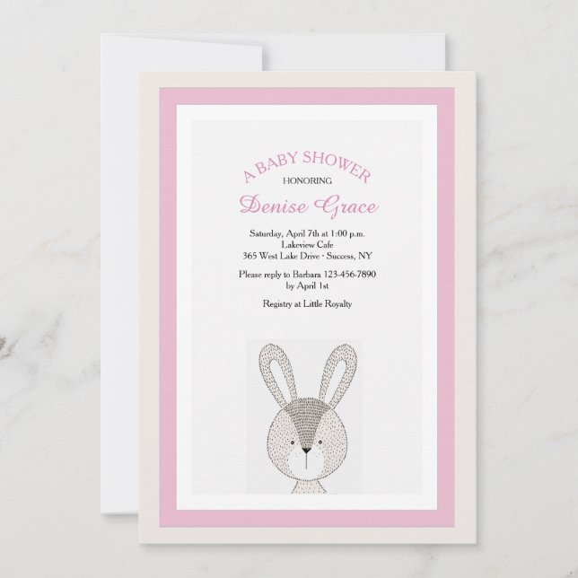 Little Rabbit Pink Invitation (Front)