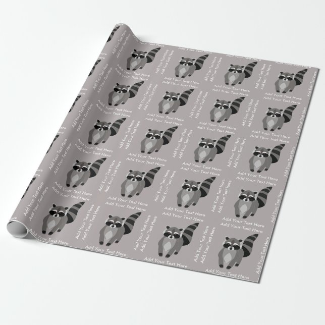 Little Raccoon Rascal Personalized Custom Color Wrapping Paper (Unrolled)