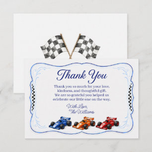 Little Racer Bassinet Thank You Card