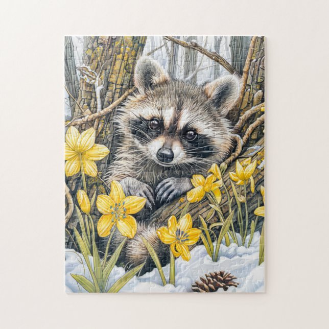 Little Racoon Among Spring Oaks Jigsaw Puzzle (Vertical)