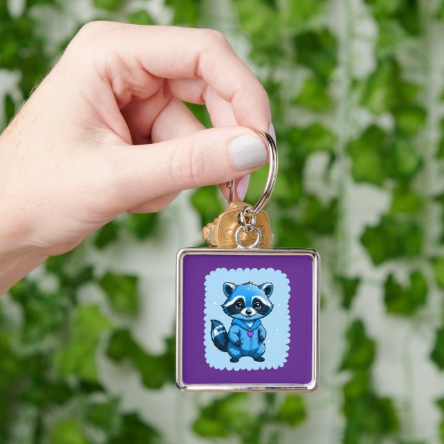 Little Racoon In Blue Keychain (Hand)