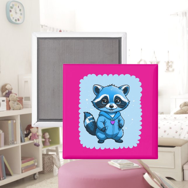 Little Racoon In Blue Magnet (Creator Uploaded)