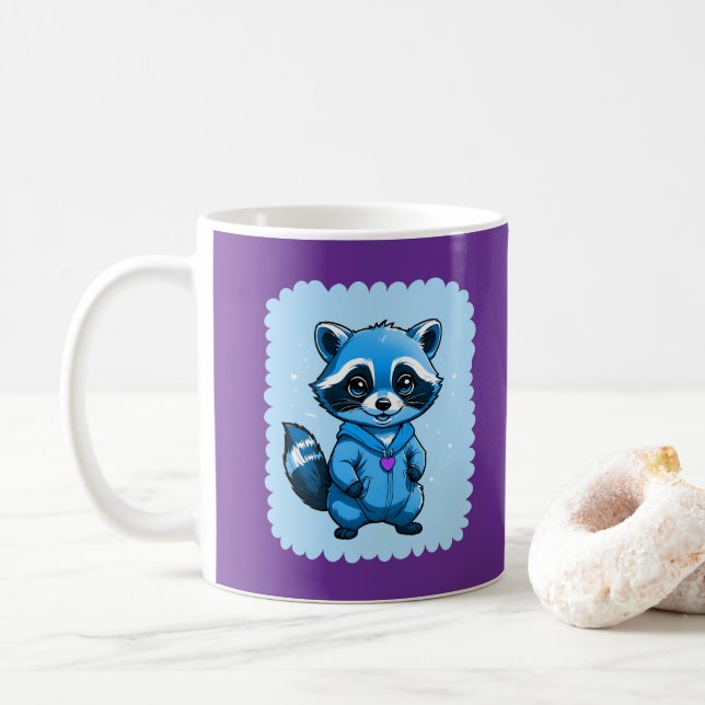 Little Racoon In Blue Mug (With Donut)