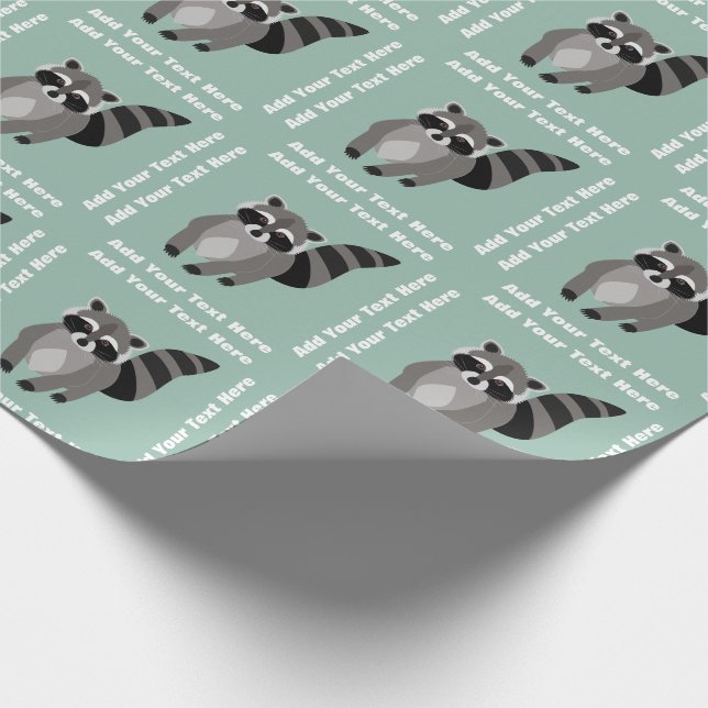 Little Racoon Rascal Personalised Custom Colour Wrapping Paper (Corner)