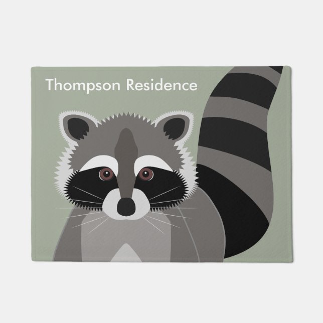Little Racoon Rascal Personalised Doormat (Front)