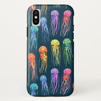 Little Rainbow Jellyfish on Dark iPhone X Case