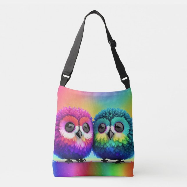  Little Rainbow Owls -ART by Lisa-Dawn Designs Crossbody Bag (Front)