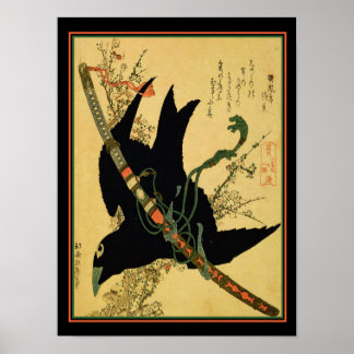"Little Raven With The Minamoto Clan Sword ca.1823 Poster
