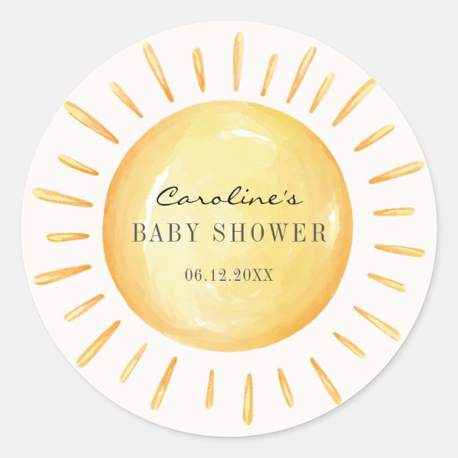 Little Ray Of Sunshine Baby Shower Classic Round Sticker (Front)