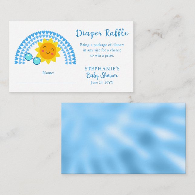 Little Ray of Sunshine Baby Shower Diaper Raffle   Enclosure Card (Front/Back)