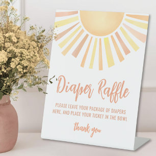 Little Ray Of Sunshine Baby Shower Diaper Raffle Pedestal Sign