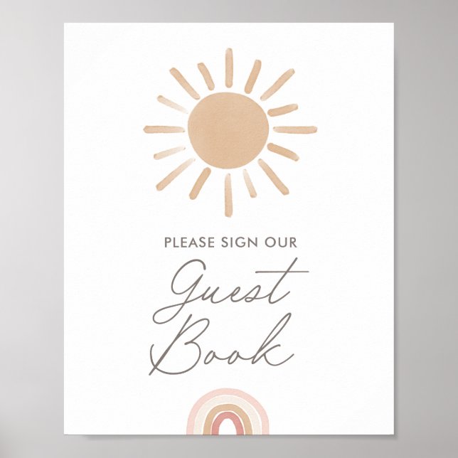 Little Ray of Sunshine Baby Shower Guest Book Sign (Front)