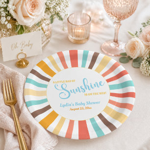 Little Ray Of Sunshine Baby Shower Paper Plate