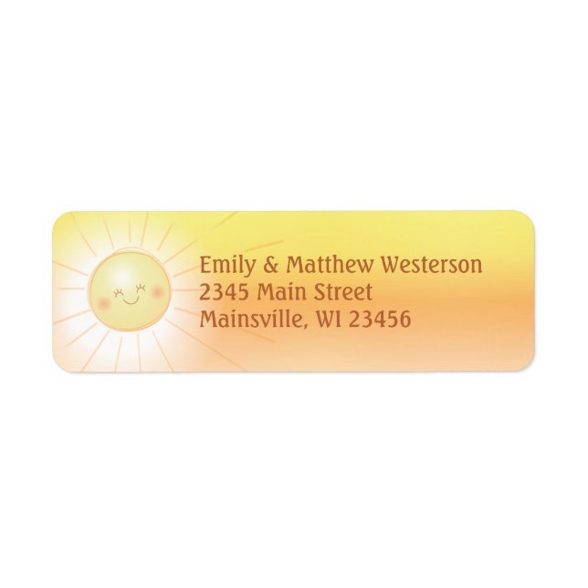 Little Ray of Sunshine Baby Shower Return Address Label (Front)