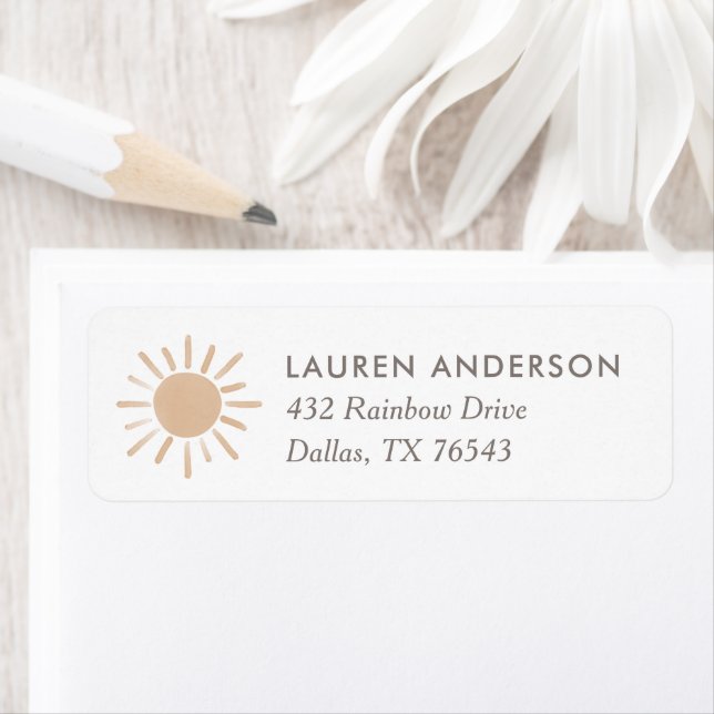 Little Ray of Sunshine Baby Shower Return Address Label (Insitu)