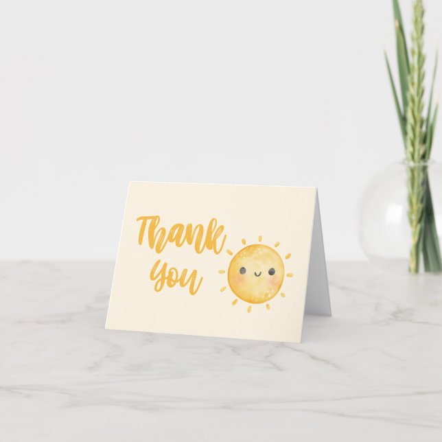 Little Ray of Sunshine Baby Shower Thank You Card (Front)