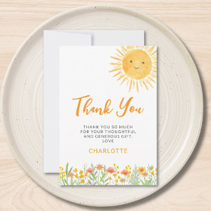 Little Ray Of Sunshine Baby Shower Thank You Card