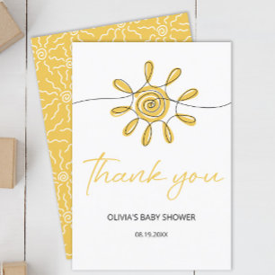 Little Ray Of Sunshine baby shower thank you Card