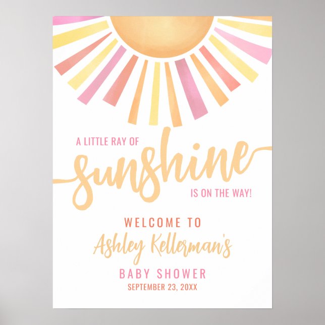 Little Ray Of Sunshine Baby Shower Welcome Sign (Front)