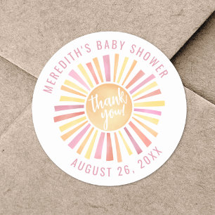 Little Ray Of Sunshine Boho Baby Shower Classic Round Sticker