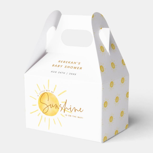 Little Ray of Sunshine Boho Baby Shower Favour Box (Front Side)