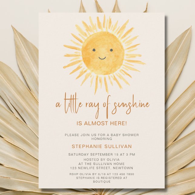 Little Ray of Sunshine Boho Baby Shower Invitation (Creator Uploaded)
