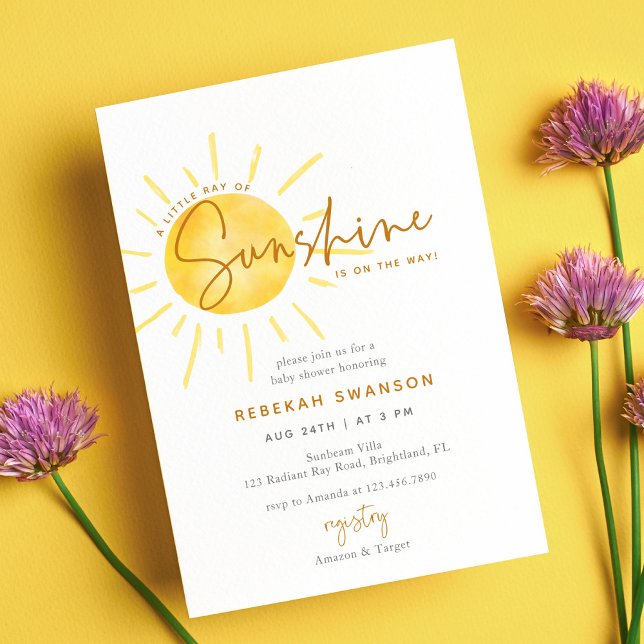 Little Ray of Sunshine Boho Baby Shower Invitation (Creator Uploaded)