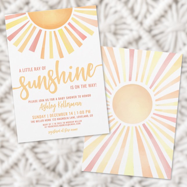 Little Ray Of Sunshine Boho Baby Shower Invitation (Little Ray Of Sunshine Boho Baby Shower Invitation)