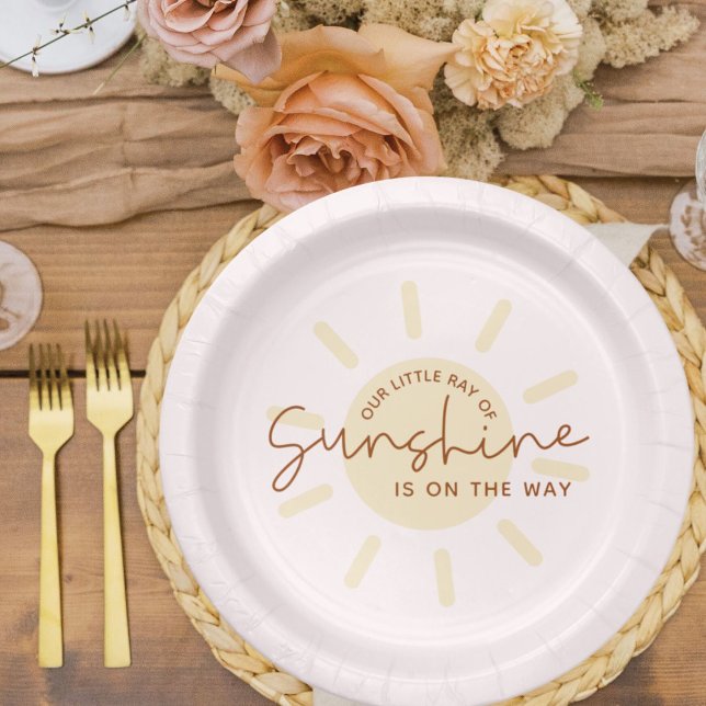 Little Ray of Sunshine Boho Baby Shower Paper Plate (Creator Uploaded)