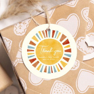 Little Ray of Sunshine Boho Baby Shower Round Favour Tags