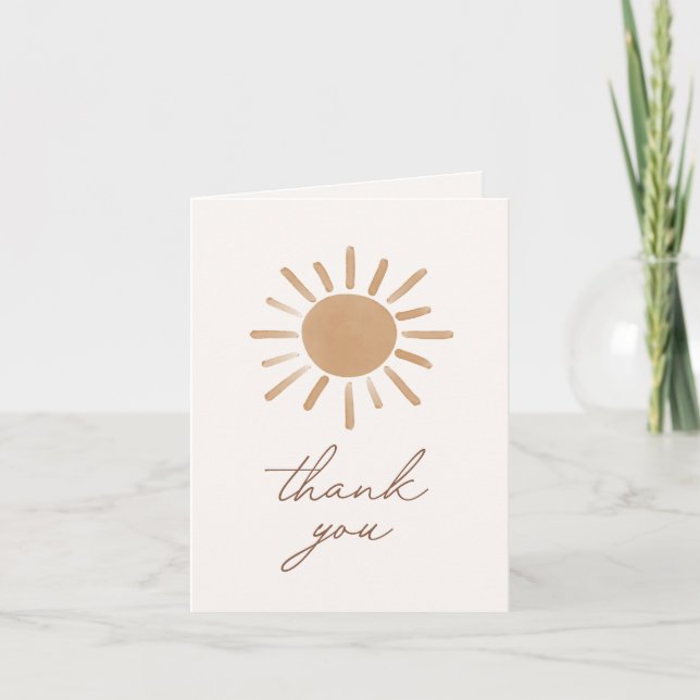 Little Ray of Sunshine Boho Baby Shower Thank You Card (Front)