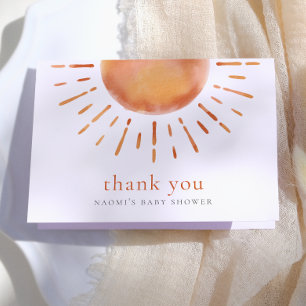 Little Ray of Sunshine Boho Baby Shower Thank You Card