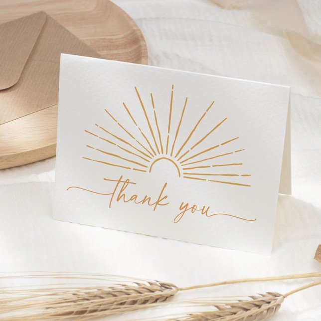 Little Ray of Sunshine Boho Baby Shower Thank You Card (Creator Uploaded)