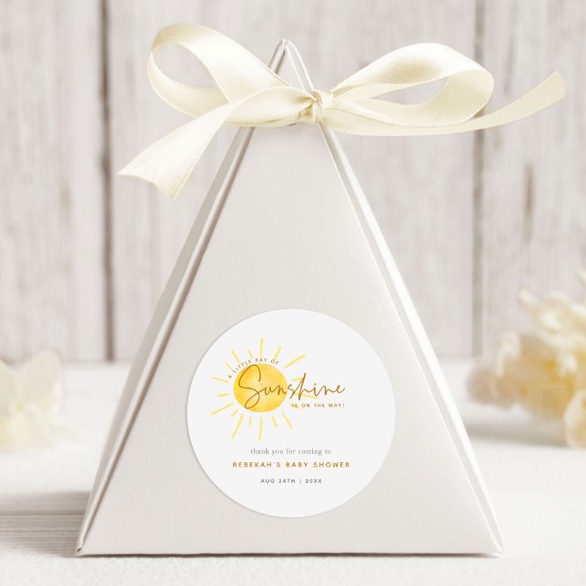 Little Ray of Sunshine Boho Baby Shower Thank You  Classic Round Sticker (Creator Uploaded)