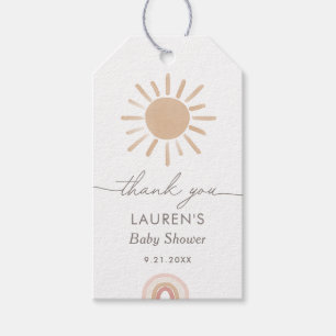 Little Ray of Sunshine Boho Pink Girl Baby Shower Gift Tags