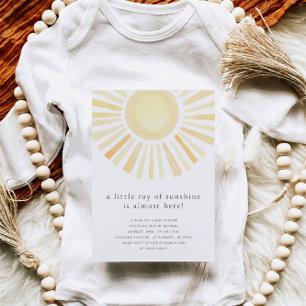 Little Ray Of Sunshine Boho Sun Yellow Baby Shower Invitation