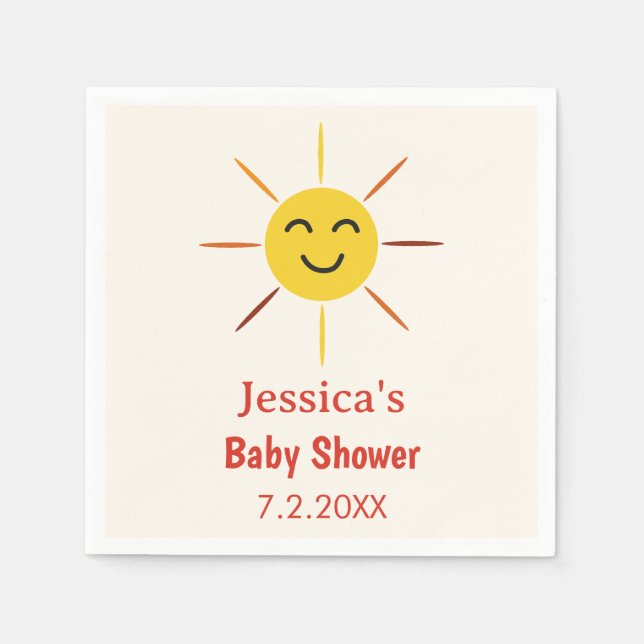 Little Ray of Sunshine cartoon Baby Shower  Napkin (Front)