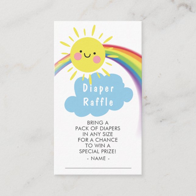 Little Ray of Sunshine Diaper Raffle Ticket Enclosure Card (Front)