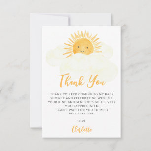 Little Ray Of Sunshine Gender-Neutral Baby Shower Thank You Card