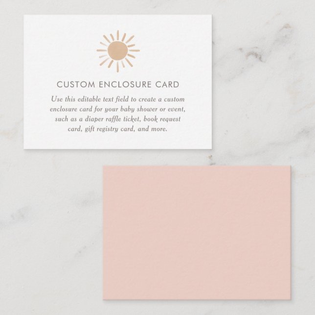 Little Ray of Sunshine Girl Baby Shower Enclosure Card (Front/Back)