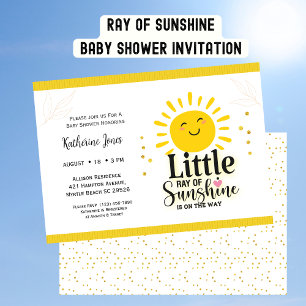 Little Ray of Sunshine Glitter Baby Shower Invitation