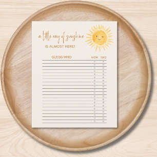 Little Ray Of Sunshine Guess Who Baby Shower Game