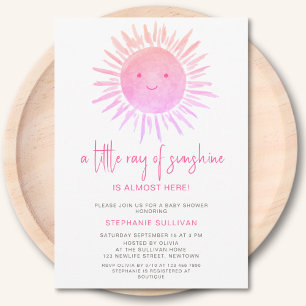 Little Ray of Sunshine Pink Baby Shower Invitation