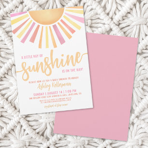 Little Ray Of Sunshine Pink Baby Shower Invitation